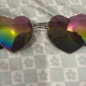 Heart-Shaped Mirrored Rainbow Sunglasses